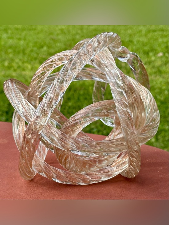 Other - Murano Rope Love Knot Rope Sculpture Gold Twist Large Italian Art Glass